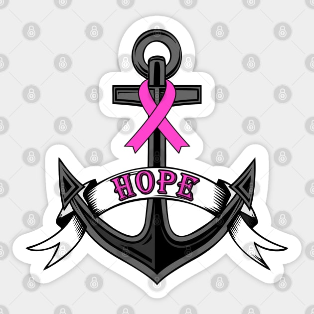 Breast Cancer Awareness Anchor of Hope Sticker by DeesDeesigns